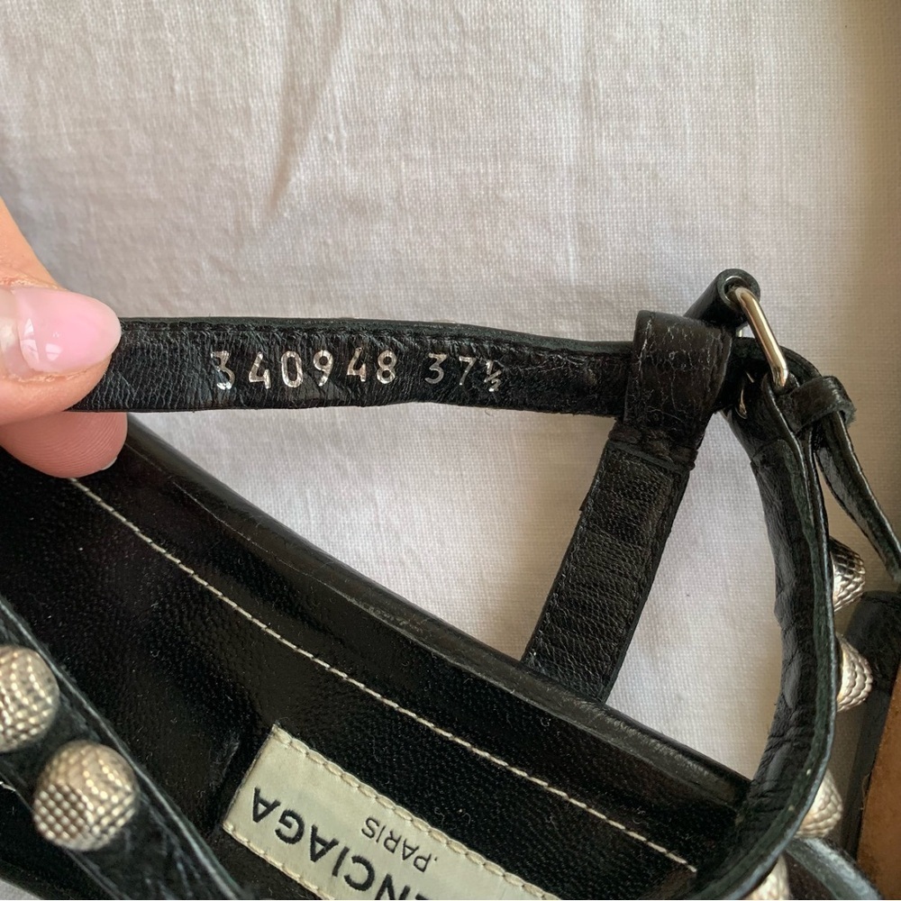Vintage Balenciaga Arena Silver Stud Leather Thong T Sandals Black - Picture 8 of 10